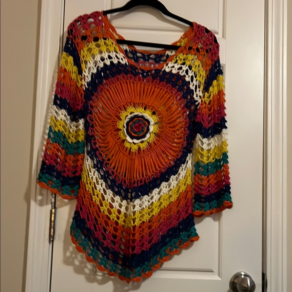 Multicolor Crochet Swim Coverup